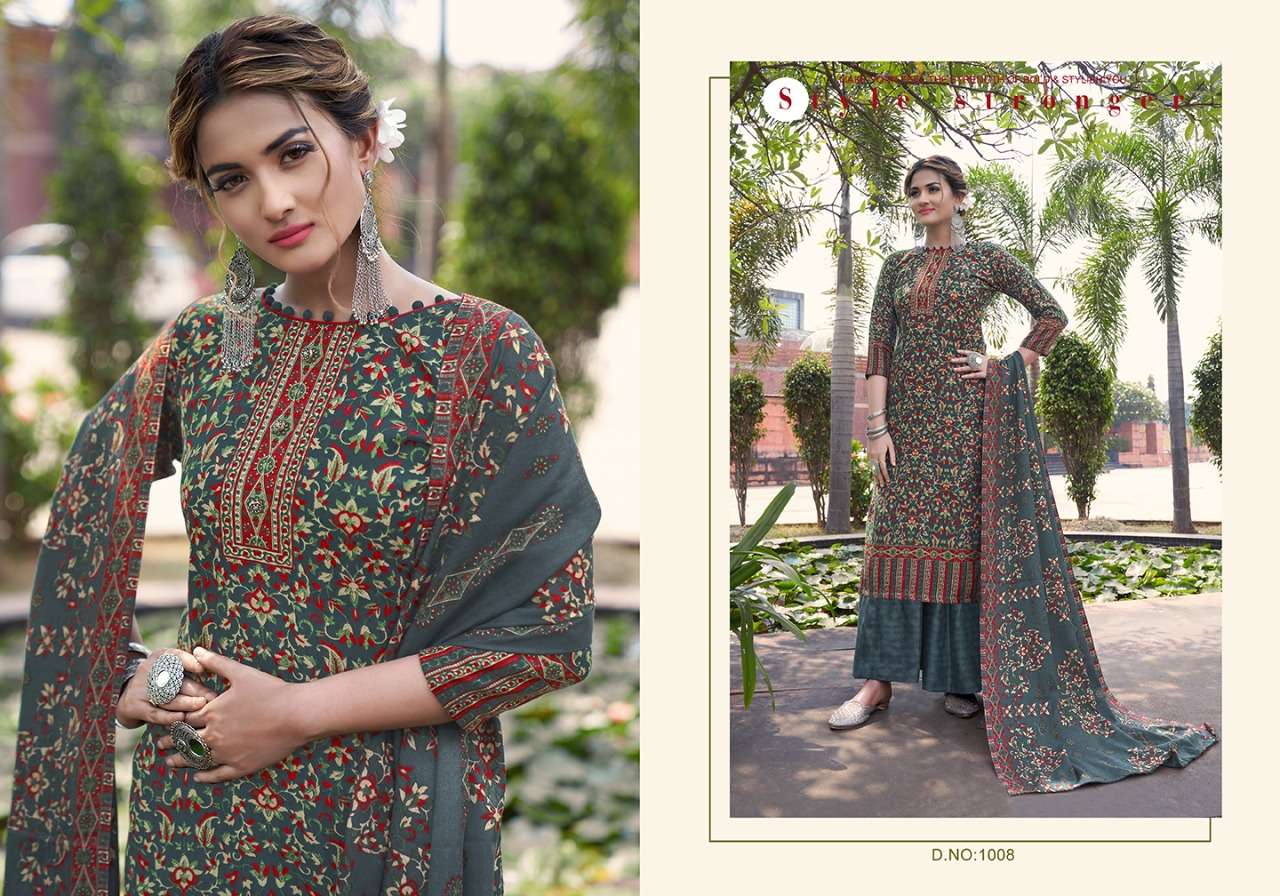 AARIKA BY VIJAYA FASHION 1001 TO 1008 SERIES BEAUTIFUL STYLISH SUITS FANCY COLORFUL CASUAL WEAR & ETHNIC WEAR & READY TO WEAR PASHMINA DOBBY PRINTED DRESSES AT WHOLESALE PRICE