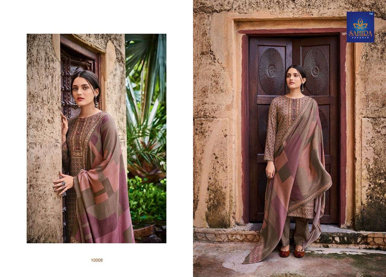 MAHWISH BY SAHIRA EXPORTS 10001 TO 10008 SERIES BEAUTIFUL STYLISH SUITS FANCY COLORFUL CASUAL WEAR & ETHNIC WEAR & READY TO WEAR PASHMINA DOBBY PRINTED DRESSES AT WHOLESALE PRICE