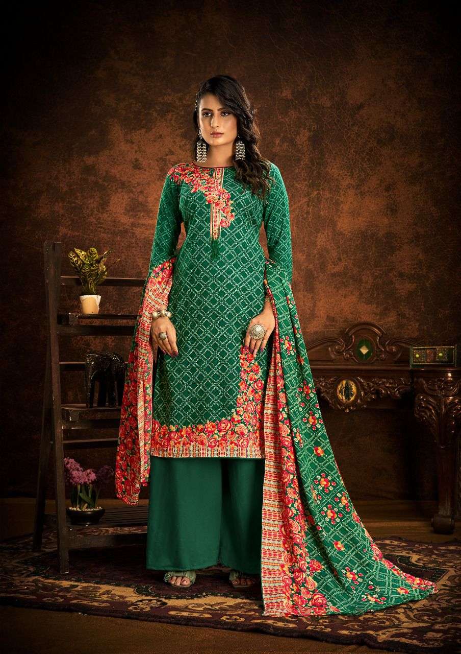 JANNAT BY KESARIYA 1001 TO 1008 SERIES BEAUTIFUL STYLISH SHARARA SUITS FANCY COLORFUL CASUAL WEAR & ETHNIC WEAR & READY TO WEAR PASHMINA PRINTED DRESSES AT WHOLESALE PRICE