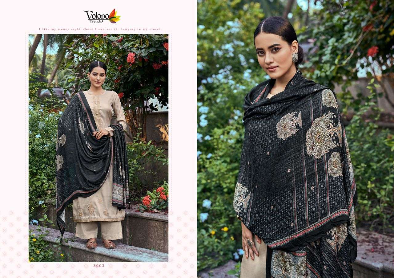 Elan Vol-5 By Volono Trendz 3001 To 3007 Series Beautiful Suits Stylish Fancy Colorful Party Wear & Occasional Wear Pure Pahsmina Dresses At Wholesale Price