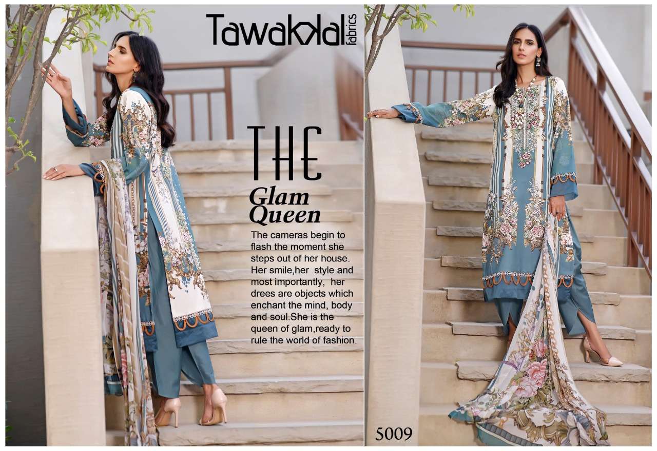 OPULENCE LUXURY COTTON VOl-5 BY TAWAKKAL FAB 5001 TO 5010 SERIES BEAUTIFUL STYLISH SUITS FANCY COLORFUL CASUAL WEAR & ETHNIC WEAR & READY TO WEAR COTTON PRINTED DRESSES AT WHOLESALE PRICE