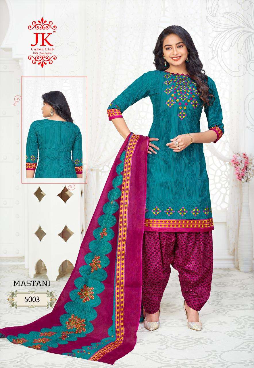 MASTANI VOL-5 BY JK COTTON CLUB 5001 TO 5010 SERIES DESIGNER SUITS STYLISH DESIGNER COLORFUL FANCY BEAUTIFUL PARTY WEAR & ETHNIC WEAR COTTON PRINTED DRESSES AT WHOLESALE PRICE