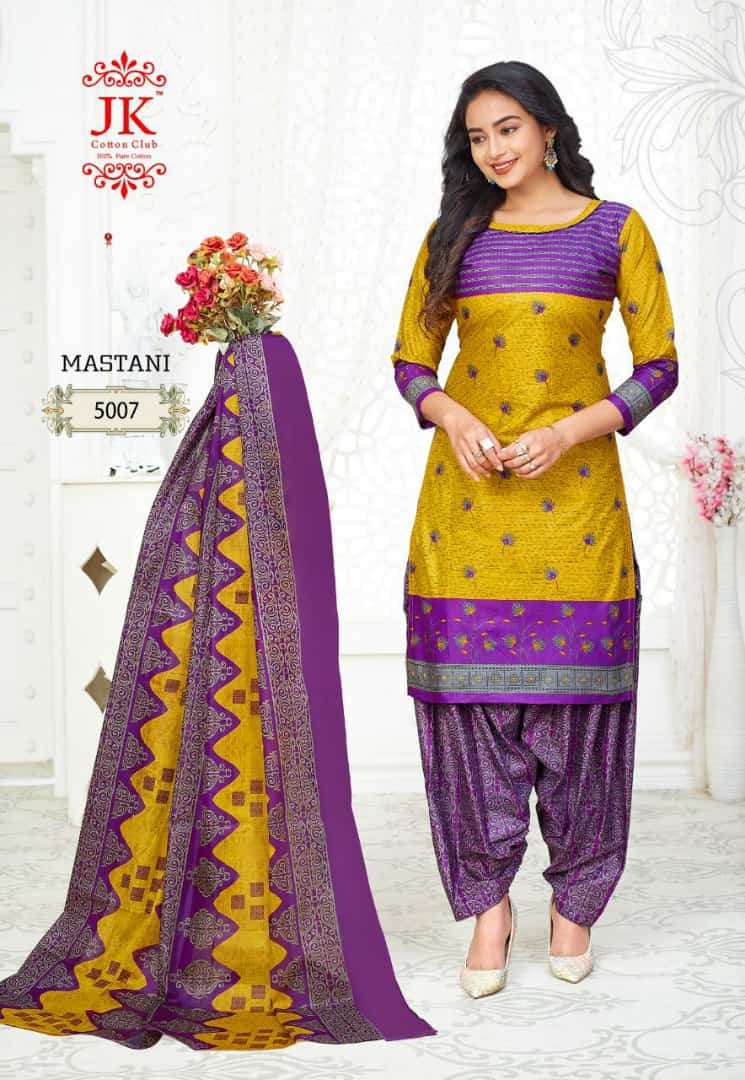 MASTANI VOL-5 BY JK COTTON CLUB 5001 TO 5010 SERIES DESIGNER SUITS STYLISH DESIGNER COLORFUL FANCY BEAUTIFUL PARTY WEAR & ETHNIC WEAR COTTON PRINTED DRESSES AT WHOLESALE PRICE