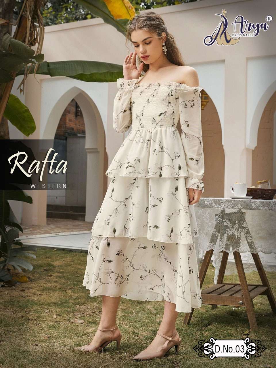 RAFTA BY ARYA DRESS MAKER 01 TO 07 SERIES BEAUTIFUL STYLISH FANCY COLORFUL CASUAL WEAR & ETHNIC WEAR POLY RAYON DIGITAL PRINT GOWNS AT WHOLESALE PRICE