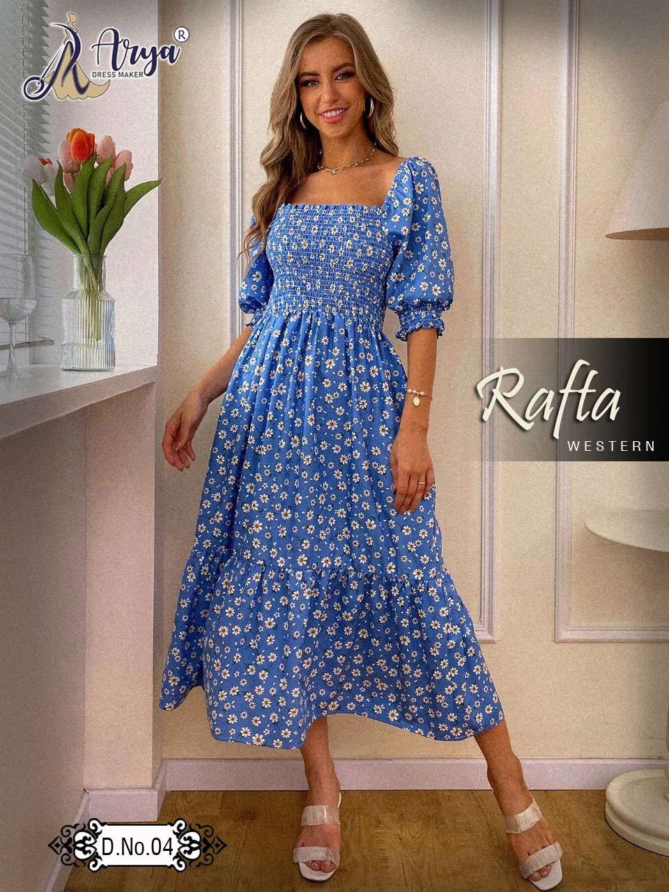 RAFTA BY ARYA DRESS MAKER 01 TO 07 SERIES BEAUTIFUL STYLISH FANCY COLORFUL CASUAL WEAR & ETHNIC WEAR POLY RAYON DIGITAL PRINT GOWNS AT WHOLESALE PRICE