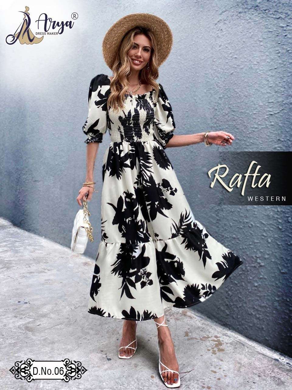 RAFTA BY ARYA DRESS MAKER 01 TO 07 SERIES BEAUTIFUL STYLISH FANCY COLORFUL CASUAL WEAR & ETHNIC WEAR POLY RAYON DIGITAL PRINT GOWNS AT WHOLESALE PRICE