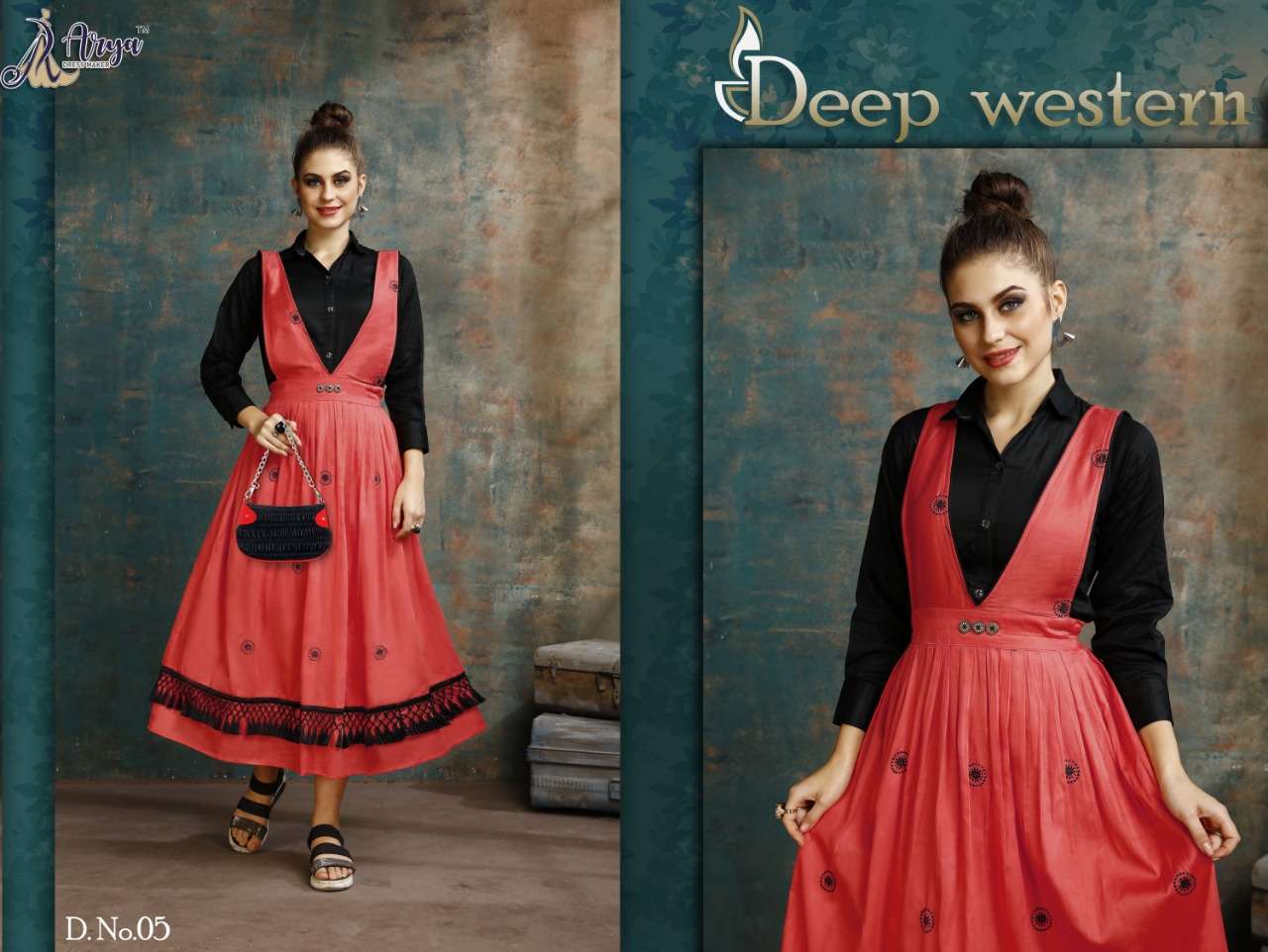 DEEP BY ARYA DRESS MAKER 01 TO 06 SERIES BEAUTIFUL STYLISH FANCY COLORFUL CASUAL WEAR & ETHNIC WEAR RAYON COTTON TOPS WITH SKIRT AT WHOLESALE PRICE
