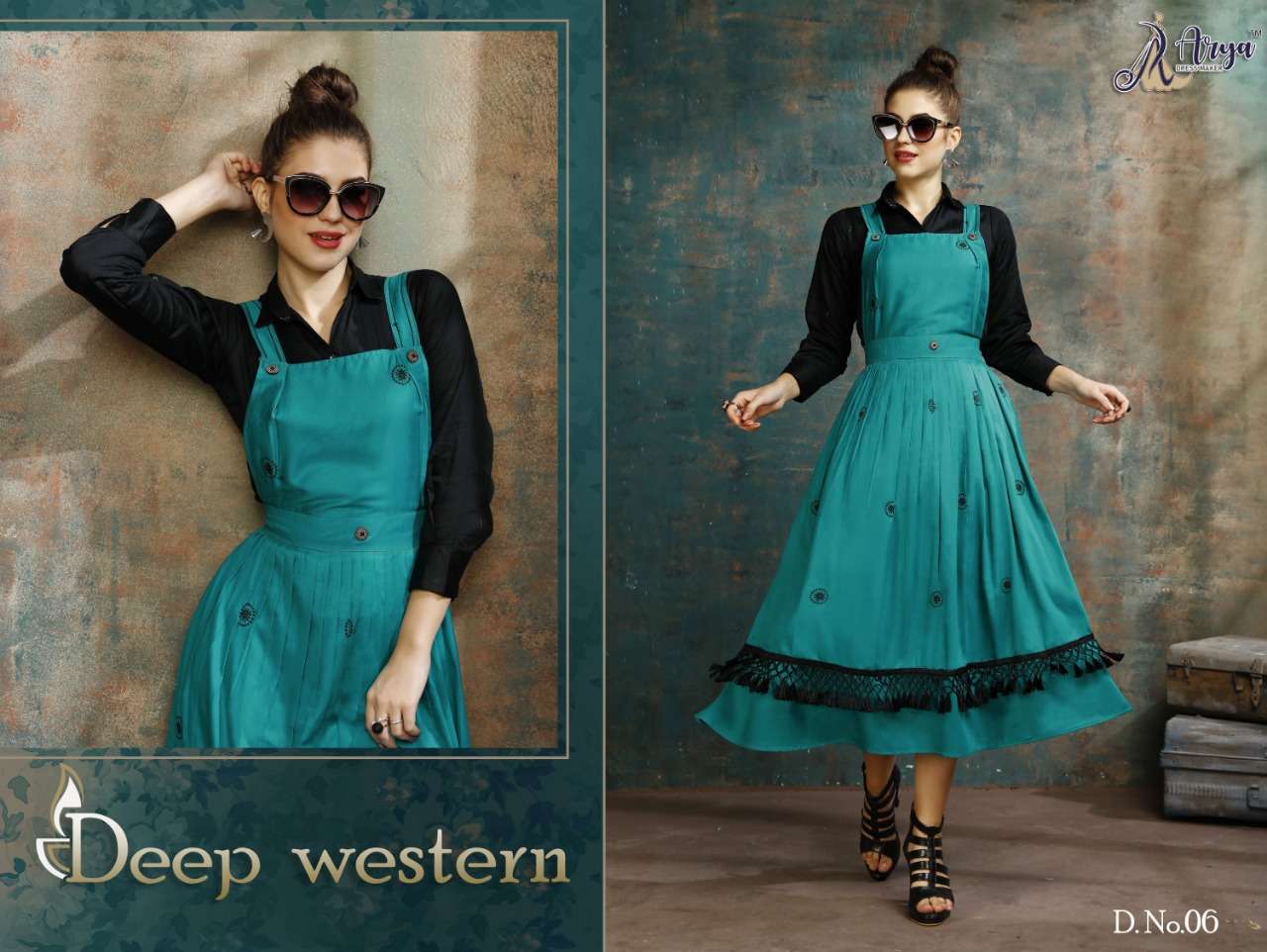 DEEP BY ARYA DRESS MAKER 01 TO 06 SERIES BEAUTIFUL STYLISH FANCY COLORFUL CASUAL WEAR & ETHNIC WEAR RAYON COTTON TOPS WITH SKIRT AT WHOLESALE PRICE