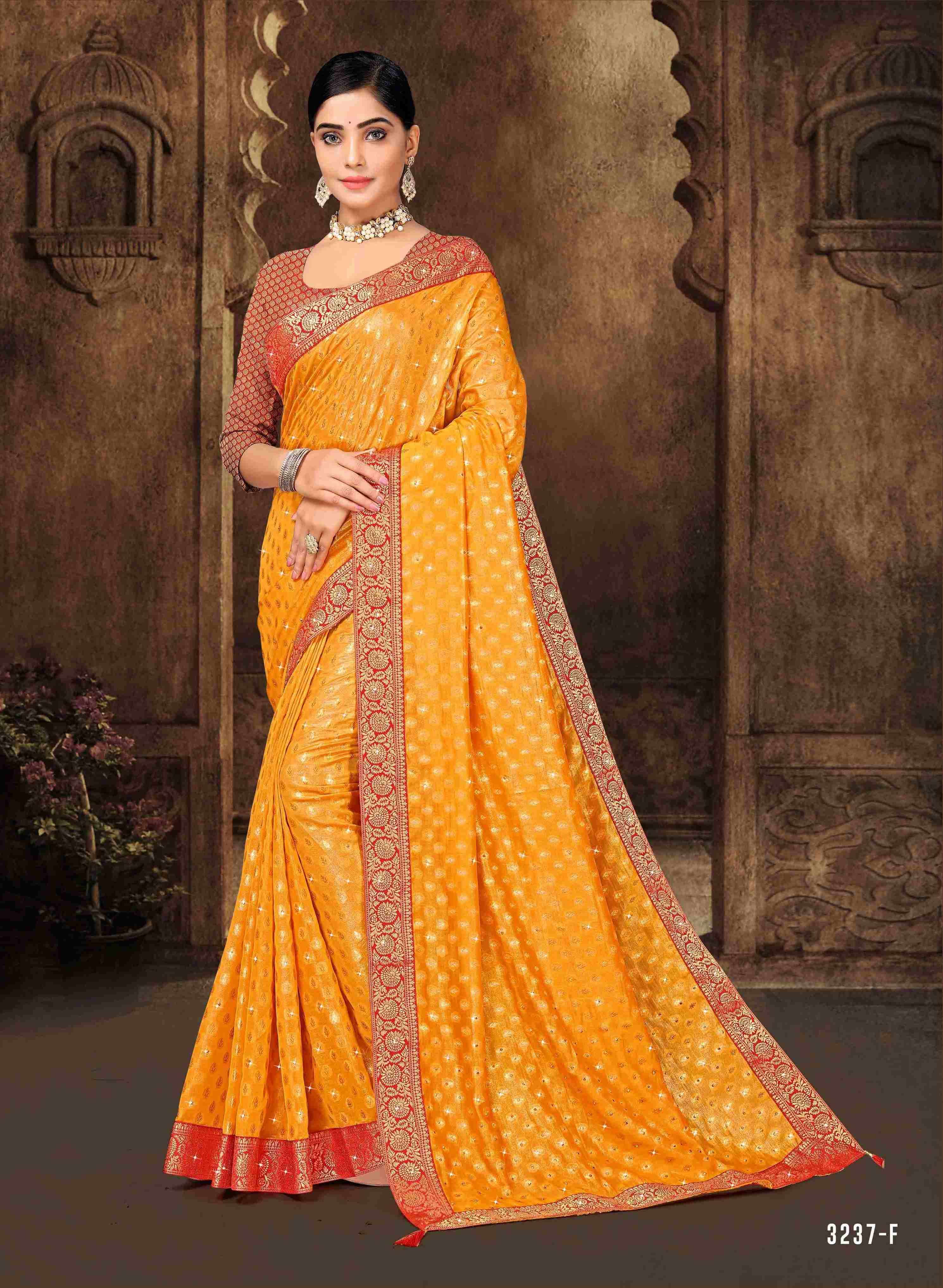 SHANKAR SUMAN BY INDIAN WOMEN 3237-A TO 3237-F SERIES INDIAN TRADITIONAL WEAR COLLECTION BEAUTIFUL STYLISH FANCY COLORFUL PARTY WEAR & OCCASIONAL WEAR BRASSO SAREES AT WHOLESALE PRICE