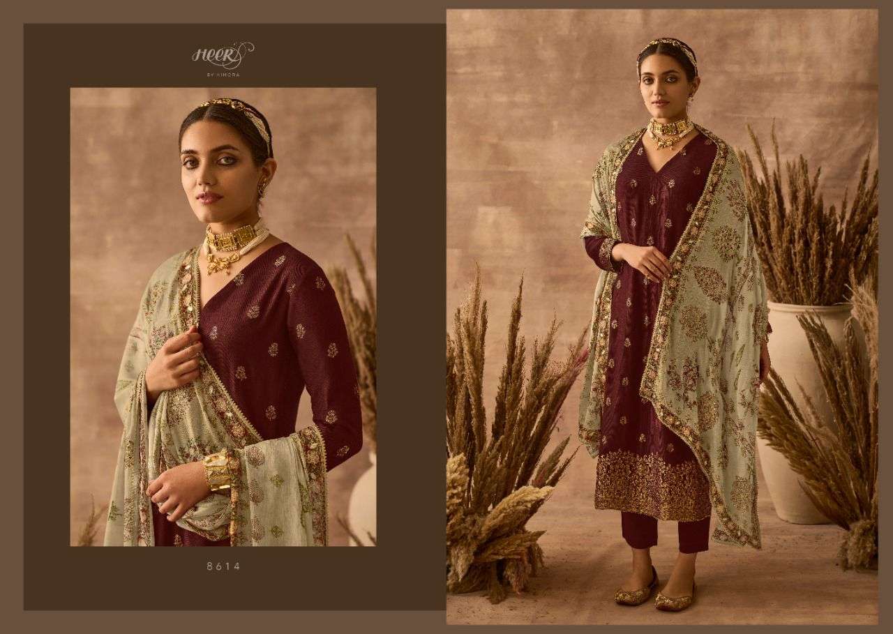 ODHINI BY KIMORA FASHION 8611 TO 8618 SERIES BEAUTIFUL SUITS COLORFUL STYLISH FANCY CASUAL WEAR & ETHNIC WEAR PURE DOLA SILK JACQUARD DRESSES AT WHOLESALE PRICE