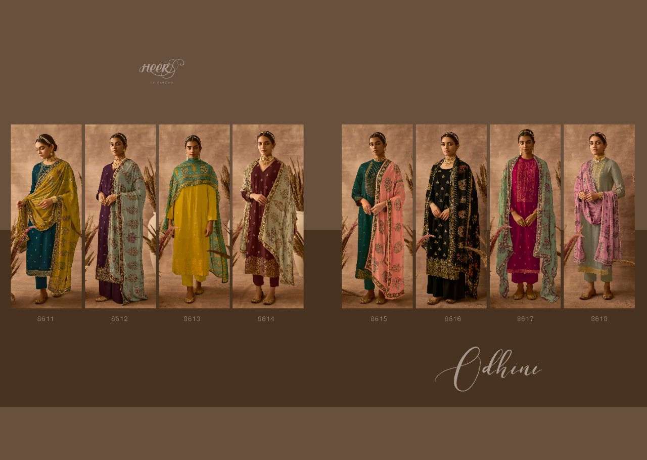 ODHINI BY KIMORA FASHION 8611 TO 8618 SERIES BEAUTIFUL SUITS COLORFUL STYLISH FANCY CASUAL WEAR & ETHNIC WEAR PURE DOLA SILK JACQUARD DRESSES AT WHOLESALE PRICE