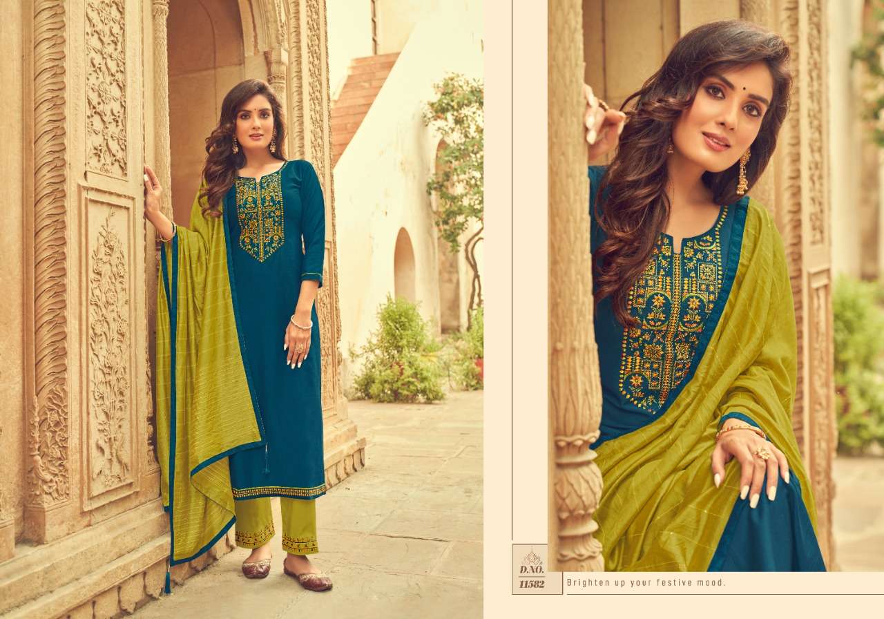 RITIKA VOL-3 BY PANCH RATNA 11581 TO 11585 SERIES BEAUTIFUL SUITS COLORFUL STYLISH FANCY CASUAL WEAR & ETHNIC WEAR HEAVY PARAMPARA SILK WITH WORK DRESSES AT WHOLESALE PRICE