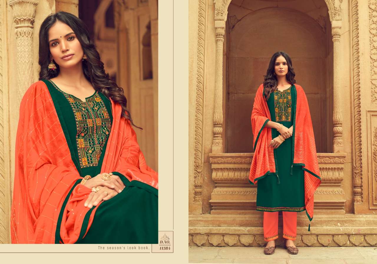 RITIKA VOL-3 BY PANCH RATNA 11581 TO 11585 SERIES BEAUTIFUL SUITS COLORFUL STYLISH FANCY CASUAL WEAR & ETHNIC WEAR HEAVY PARAMPARA SILK WITH WORK DRESSES AT WHOLESALE PRICE