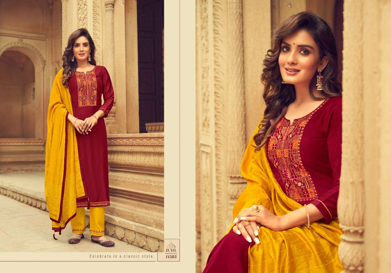RITIKA VOL-3 BY PANCH RATNA 11581 TO 11585 SERIES BEAUTIFUL SUITS COLORFUL STYLISH FANCY CASUAL WEAR & ETHNIC WEAR HEAVY PARAMPARA SILK WITH WORK DRESSES AT WHOLESALE PRICE