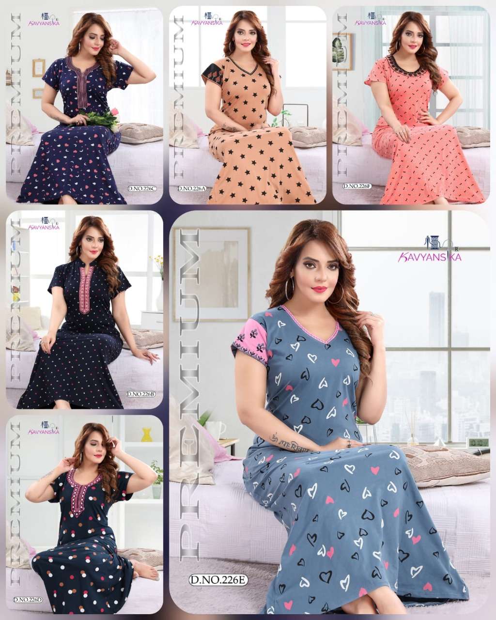 KAVYANSHIKA VOL-226 BY KAVYANSHIKA 226-A TO 226-F SERIES BEAUTIFUL STYLISH COLORFUL FANCY PARTY WEAR & ETHNIC WEAR & READY TO WEAR HOSIERY COTTON KURTIS AT WHOLESALE PRICE