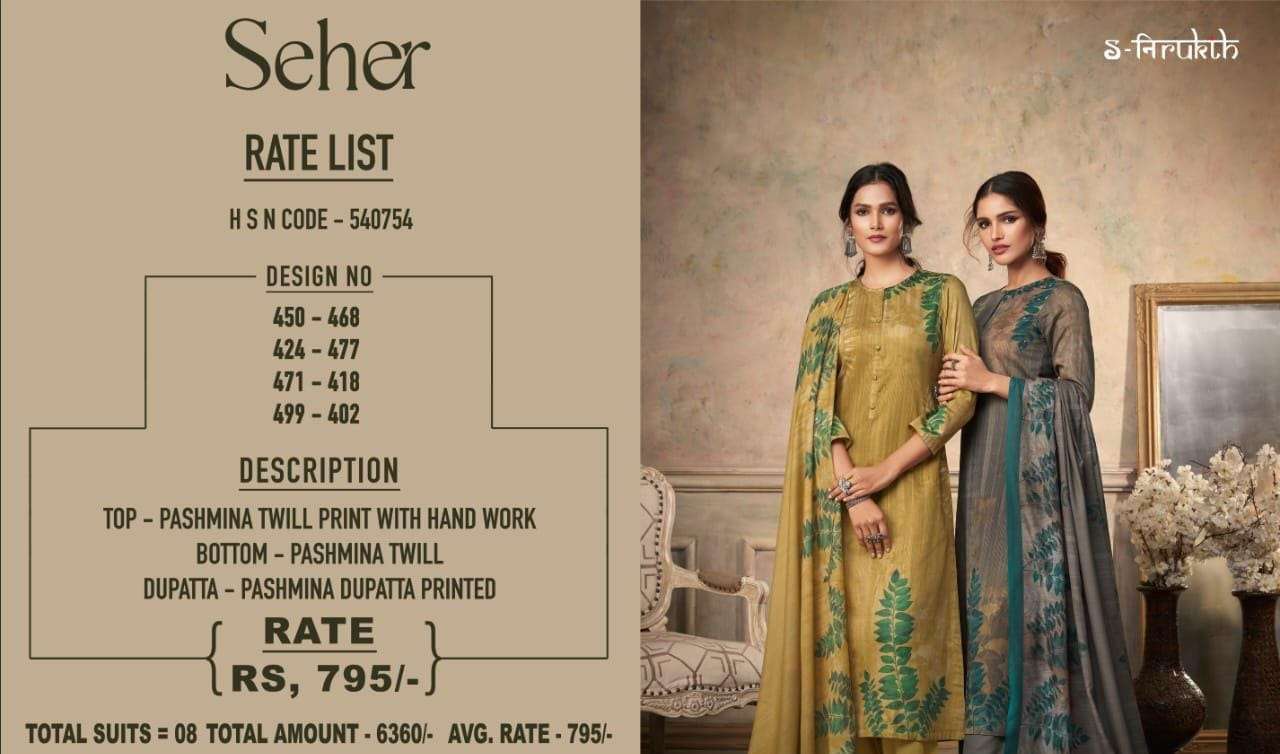 SEHER BY S-NIRUTH BEAUTIFUL STYLISH SUITS FANCY COLORFUL CASUAL WEAR & ETHNIC WEAR & READY TO WEAR PASHMINA PRINT DRESSES AT WHOLESALE PRICE