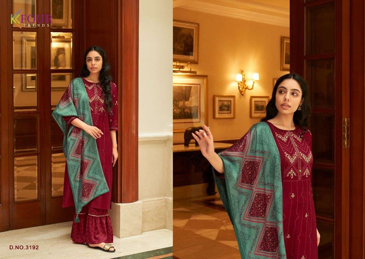 GLITTER BY KFOUR TRENDS 3191 TO 3196 SERIES BEAUTIFUL SUITS COLORFUL STYLISH FANCY CASUAL WEAR & ETHNIC WEAR CHINNON SILK DRESSES AT WHOLESALE PRICE