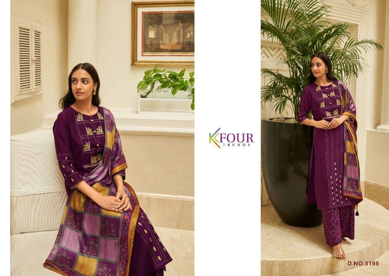 GLITTER BY KFOUR TRENDS 3191 TO 3196 SERIES BEAUTIFUL SUITS COLORFUL STYLISH FANCY CASUAL WEAR & ETHNIC WEAR CHINNON SILK DRESSES AT WHOLESALE PRICE