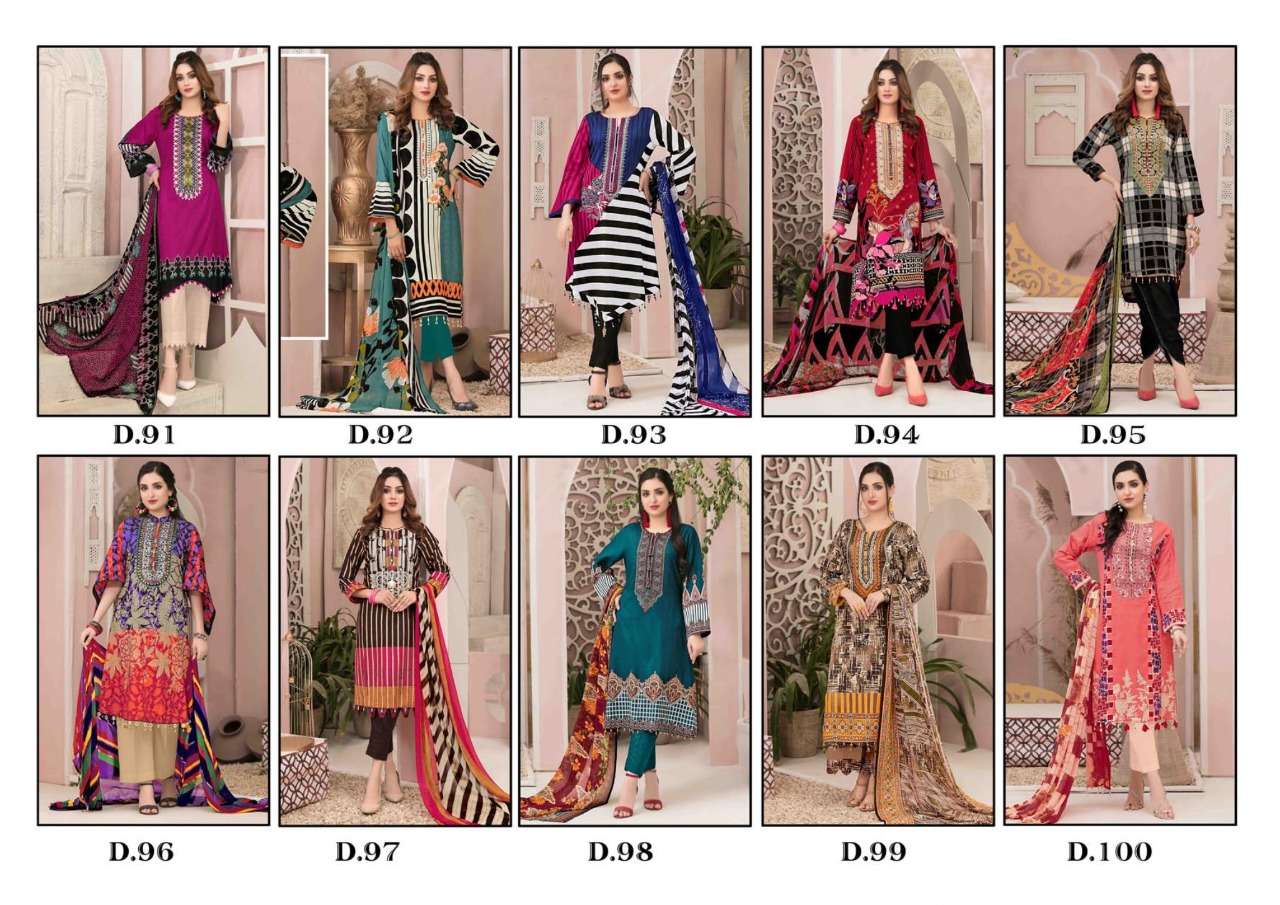 GUL AHMED VOL-10 BY FASHID WHOLESALE 91 TO 100 SERIES BEAUTIFUL SUITS COLORFUL STYLISH FANCY CASUAL WEAR & ETHNIC WEAR PURE LAWN PRINT DRESSES AT WHOLESALE PRICE