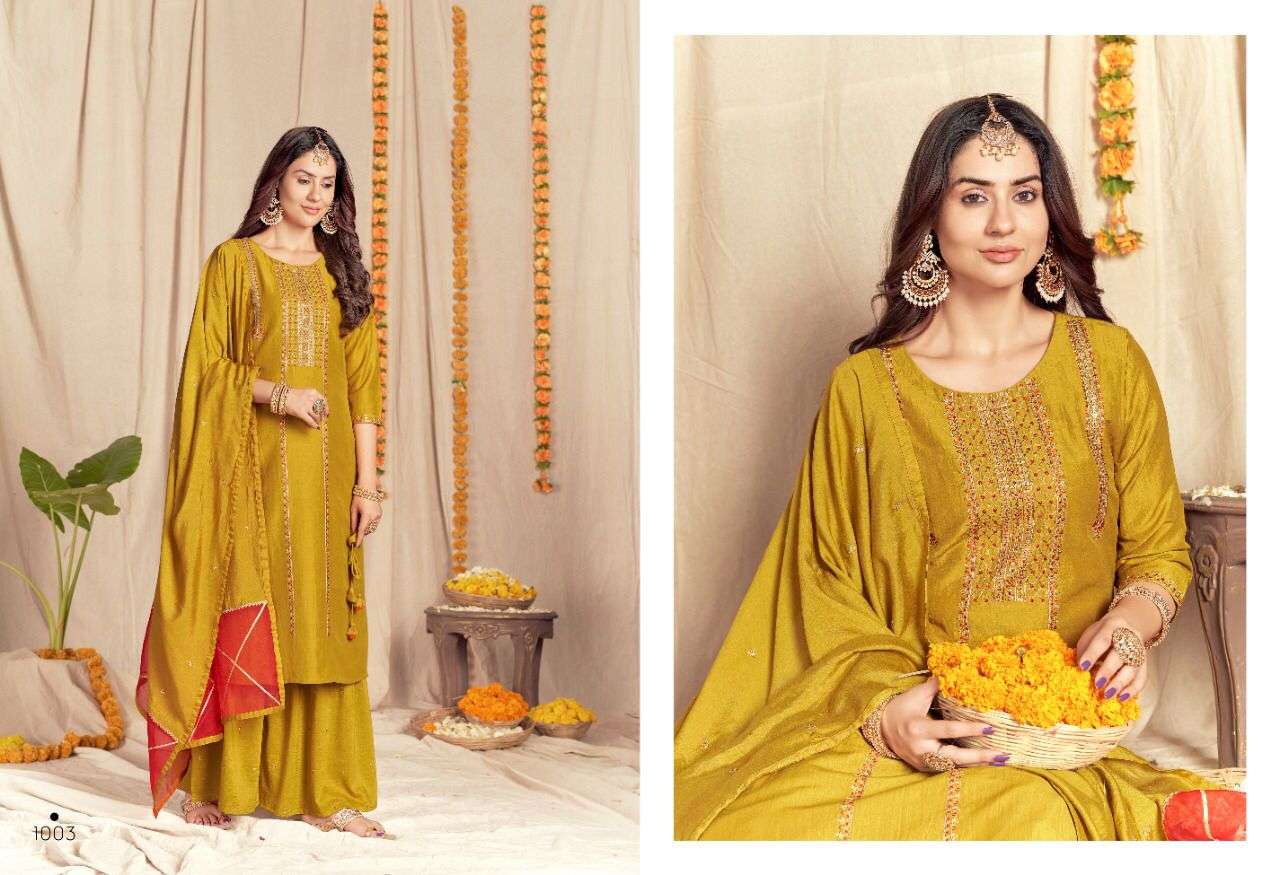 BLOOM BY SWEETY FASHION 1001 TO 1006 SERIES BEAUTIFUL SHARARA SUITS COLORFUL STYLISH FANCY CASUAL WEAR & ETHNIC WEAR FANCY SILK DRESSES AT WHOLESALE PRICE