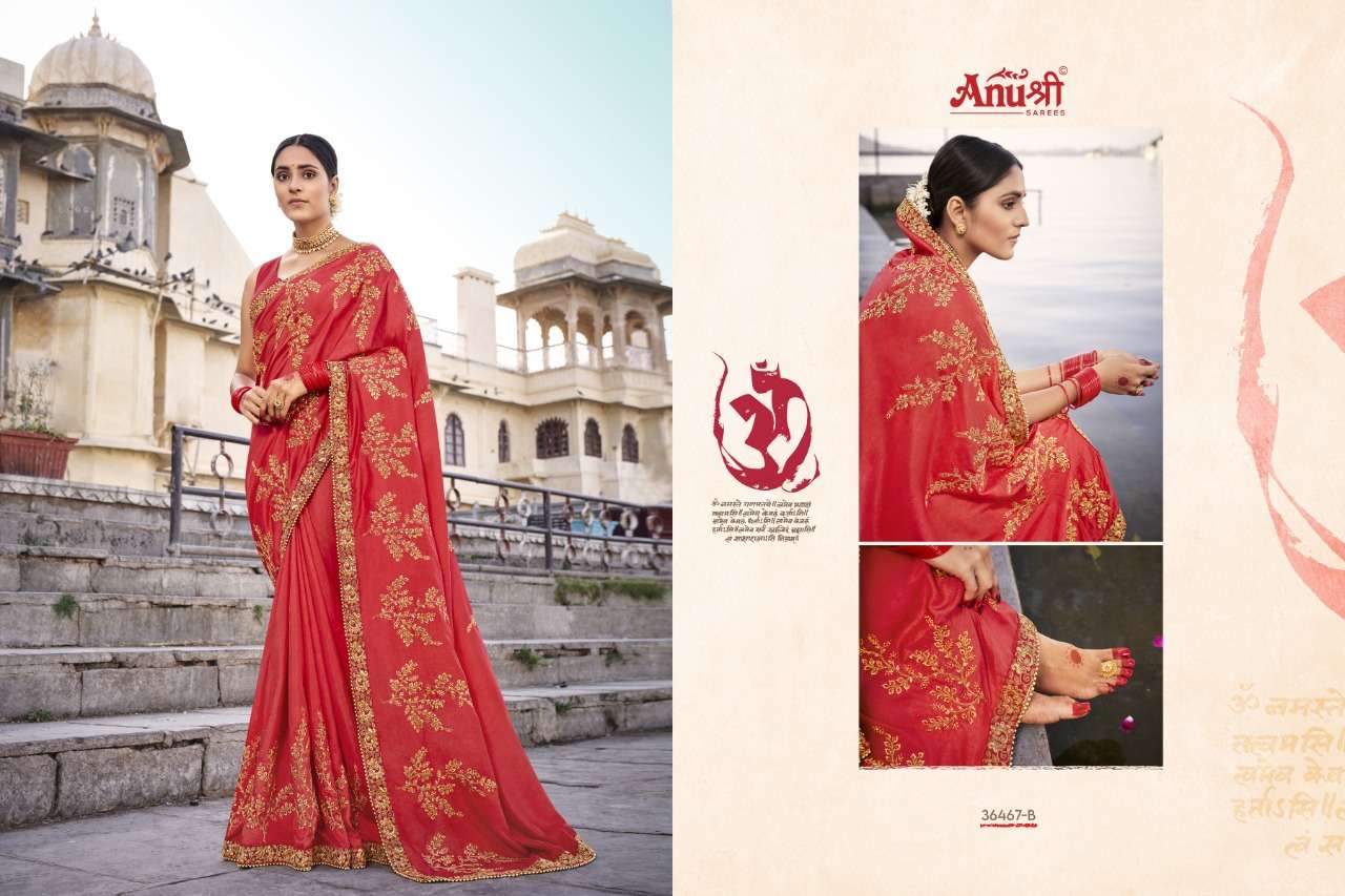 INDRASENA BY ANUSHREE 36467-A TO 36467-F SERIES INDIAN TRADITIONAL WEAR COLLECTION BEAUTIFUL STYLISH FANCY COLORFUL PARTY WEAR & OCCASIONAL WEAR VICHITRA SILK SAREES AT WHOLESALE PRICE
