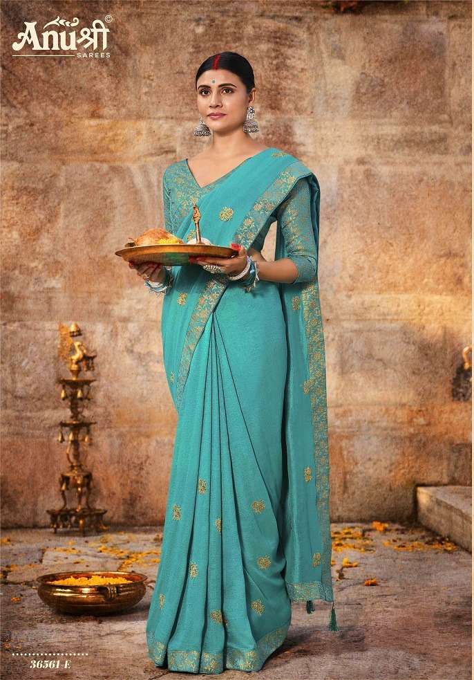 DEVSENA BY ANUSHREE 36561-A TO 36561-H SERIES INDIAN TRADITIONAL WEAR COLLECTION BEAUTIFUL STYLISH FANCY COLORFUL PARTY WEAR & OCCASIONAL WEAR CHINNON GEORGETTE SAREES AT WHOLESALE PRICE