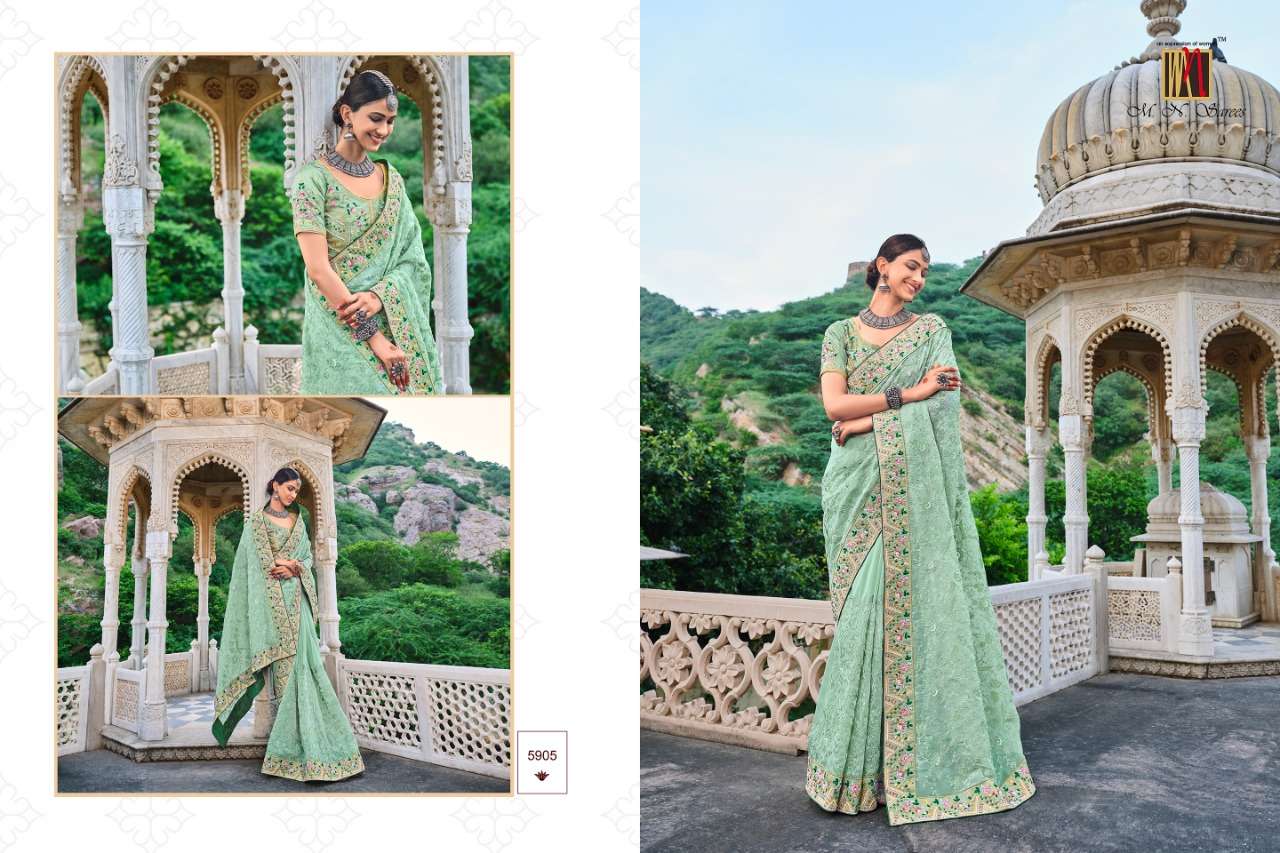 KACCHHI WORK VOL-2 BY M N SAREES 5901 TO 5906 SERIES INDIAN TRADITIONAL WEAR COLLECTION BEAUTIFUL STYLISH FANCY COLORFUL PARTY WEAR & OCCASIONAL WEAR SATIN/SILK/ORGANZA SAREES AT WHOLESALE PRICE