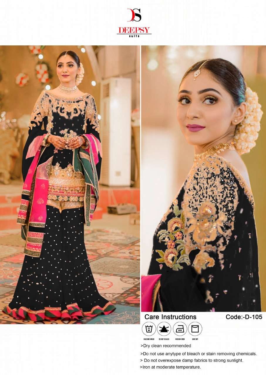 DEEPSY HIT DESIGN 105 COLOURS BY DEEPSY SUITS 105-A TO 105-D SERIES PAKISTANI SUITS BEAUTIFUL FANCY COLORFUL STYLISH PARTY WEAR & OCCASIONAL WEAR SILK SATIN WITH EMBROIDERY DRESSES AT WHOLESALE PRICE