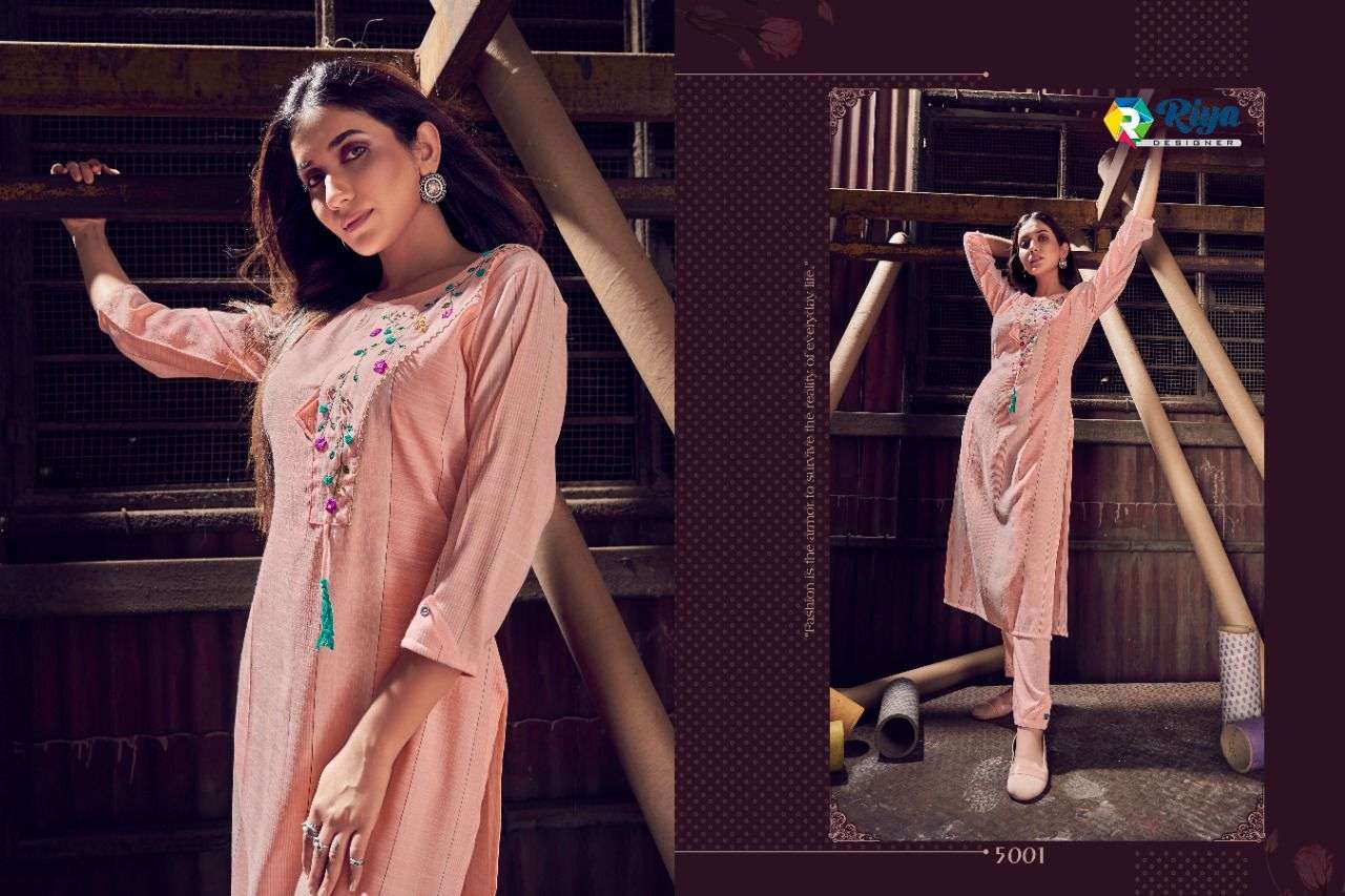 GLORY VOL-3 BY RIYA DESIGNER 5001 TO 5004 SERIES DESIGNER STYLISH FANCY COLORFUL BEAUTIFUL PARTY WEAR & ETHNIC WEAR COLLECTION COTTON LINEN KURTIS WITH BOTTOM AT WHOLESALE PRICE
