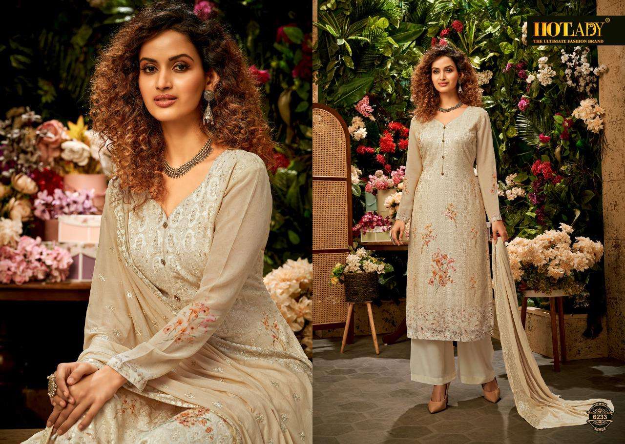 SAMISHA VOL-3 BY HOT LADY 6231 TO 6237 SERIES DESIGNER SUITS BEAUTIFUL STYLISH FANCY COLORFUL PARTY WEAR & OCCASIONAL WEAR PURE VISCOSE BEMBERG GEORGETTE EMBROIDERED DRESSES AT WHOLESALE PRICE