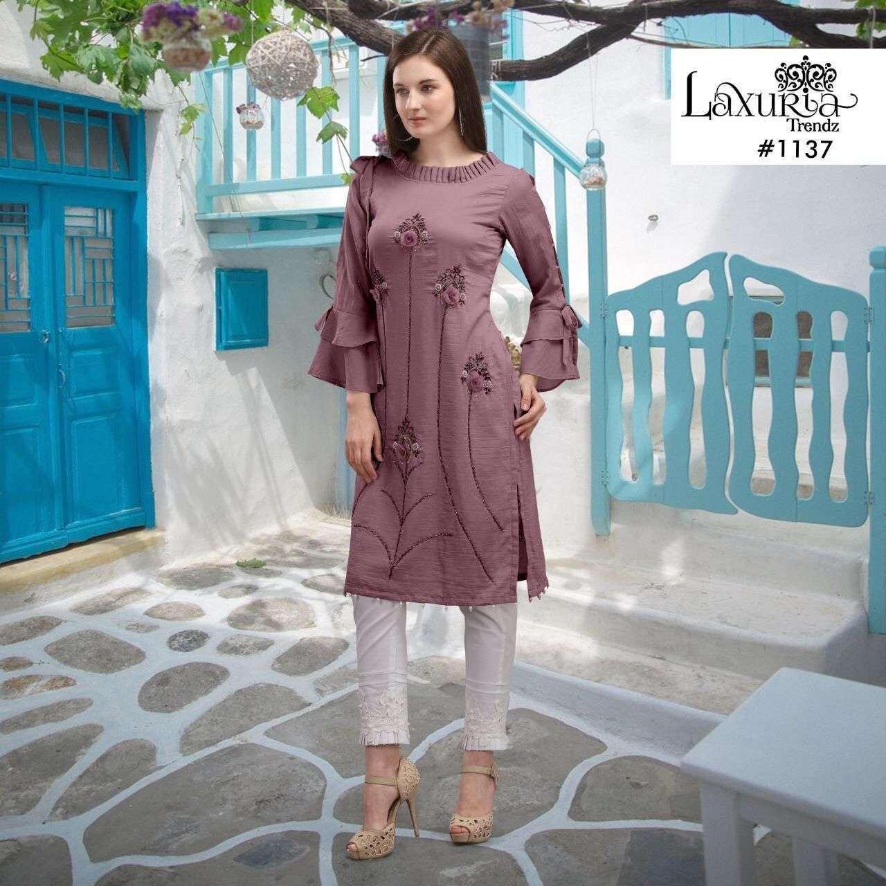 LUXURIA TRENDZ HIT DESIGN 1137-A TO 1137-D SERES BY LUXURIA STYLISH FANCY BEAUTIFUL COLORFUL CASUAL WEAR & ETHNIC WEAR HEAVY GEORGETTE DRESSES AT WHOLESALE PRICE