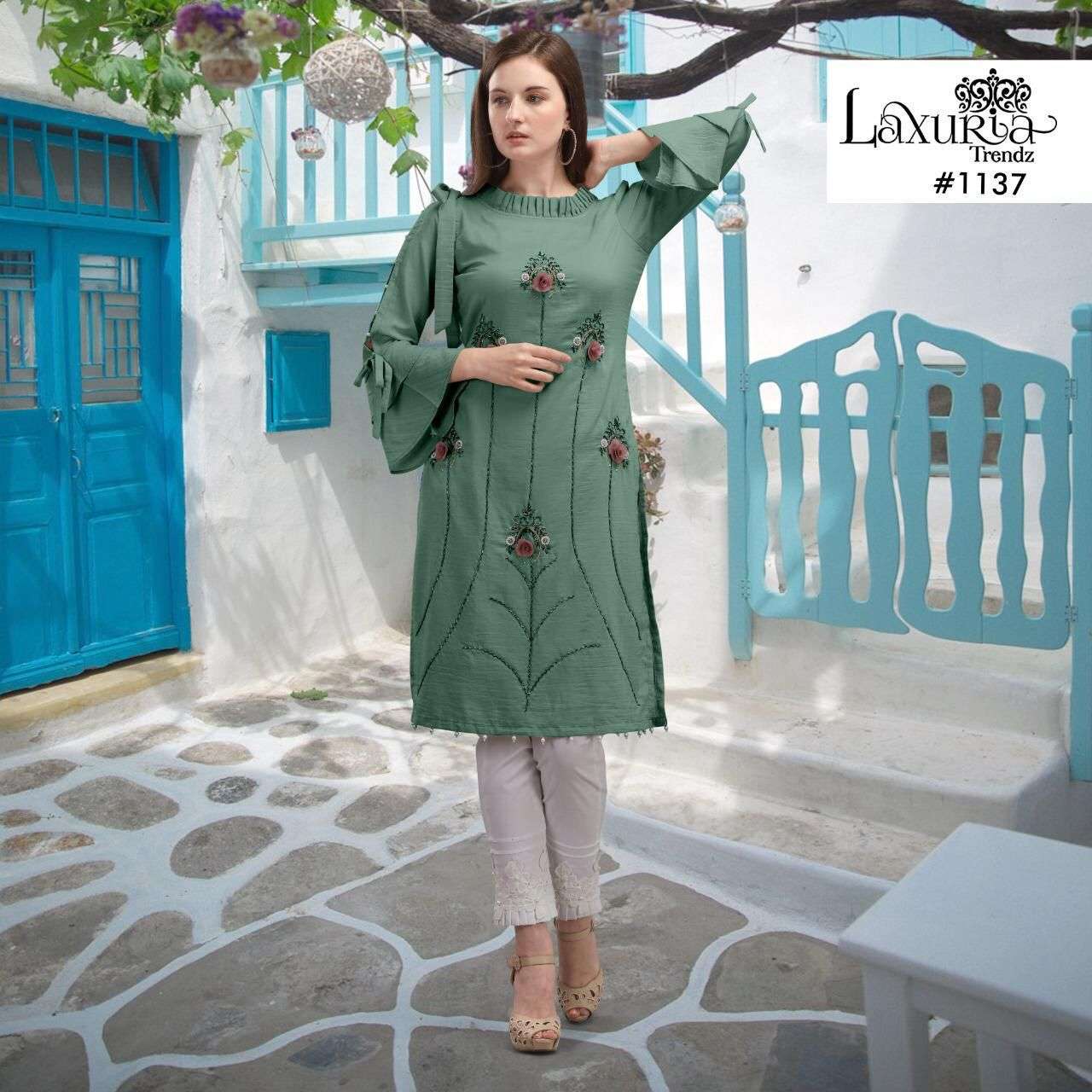 LUXURIA TRENDZ HIT DESIGN 1137-A TO 1137-D SERES BY LUXURIA STYLISH FANCY BEAUTIFUL COLORFUL CASUAL WEAR & ETHNIC WEAR HEAVY GEORGETTE DRESSES AT WHOLESALE PRICE