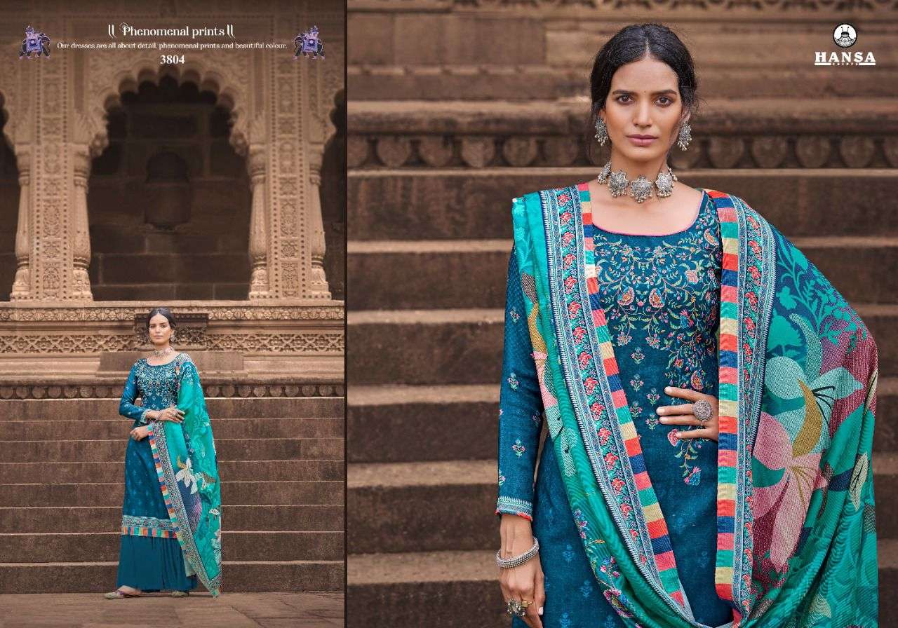 AARADHYA BY HANSA PRINTS 3801 TO 3806 SERIES BEAUTIFUL STYLISH SUITS FANCY COLORFUL CASUAL WEAR & ETHNIC WEAR & READY TO WEAR PASHMINA DIGITAL PRINT WITH HAND WORK DRESSES AT WHOLESALE PRICE