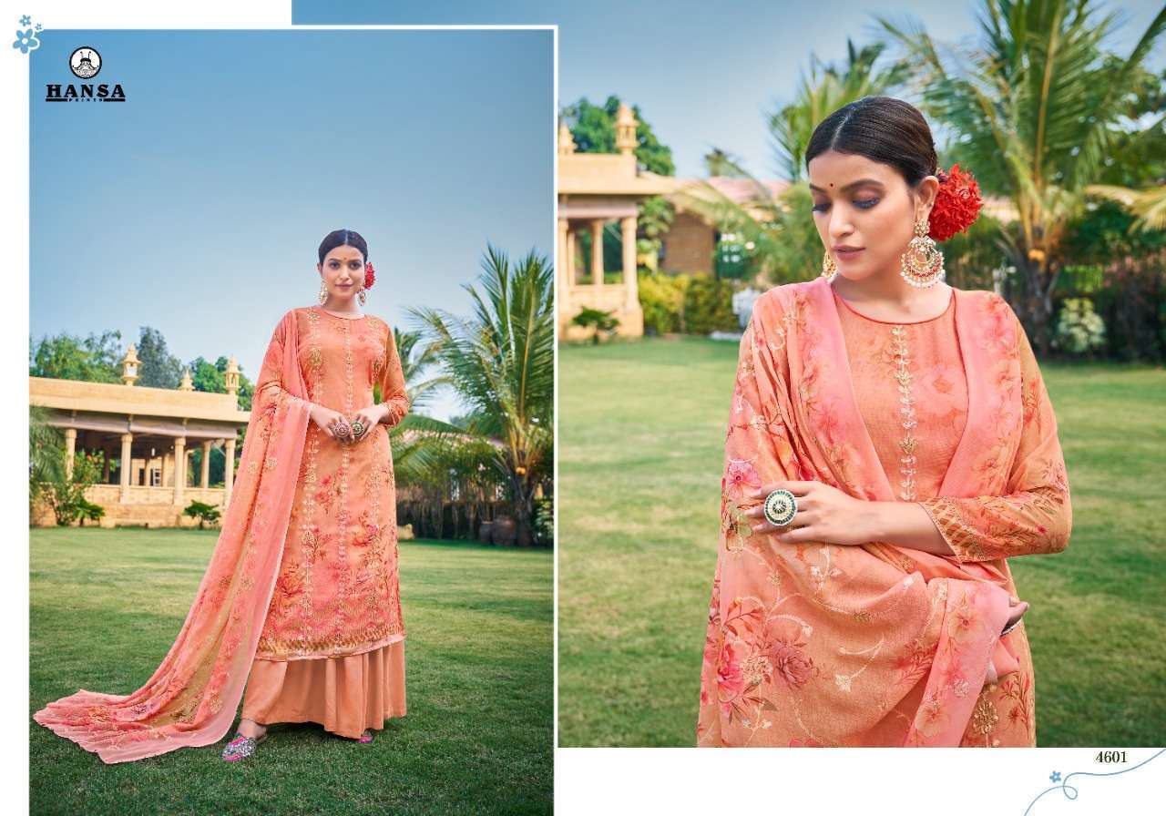 BAAVRI BY HANSA PRINTS 4601 TO 4608 SERIES BEAUTIFUL STYLISH SUITS FANCY COLORFUL CASUAL WEAR & ETHNIC WEAR & READY TO WEAR GEORGETTE DIGITAL PRINT WITH ARI WORK DRESSES AT WHOLESALE PRICE