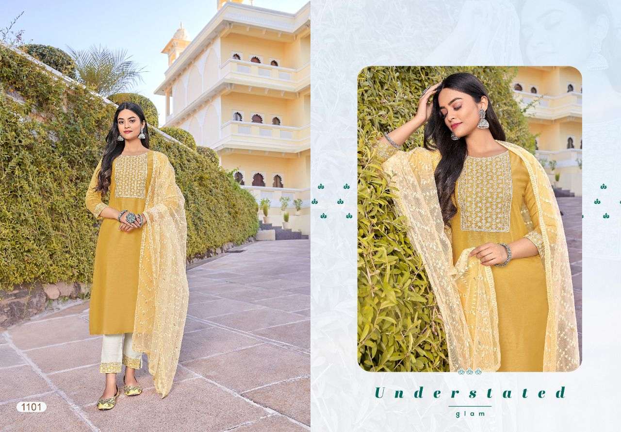 KASINO BY KASMEERA 1101 TO 1106 SERIES BEAUTIFUL SUITS COLORFUL STYLISH FANCY CASUAL WEAR & ETHNIC WEAR VISCOSE SILK DRESSES AT WHOLESALE PRICE