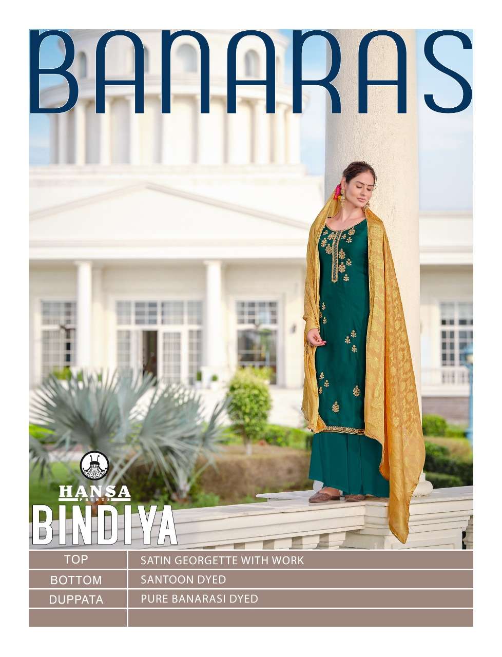 BINDIYA BY HANSA PRINTS 2301 TO 2305 SERIES BEAUTIFUL SUITS COLORFUL STYLISH FANCY CASUAL WEAR & ETHNIC WEAR SATIN GEORGETTE WITH WORK DRESSES AT WHOLESALE PRICE