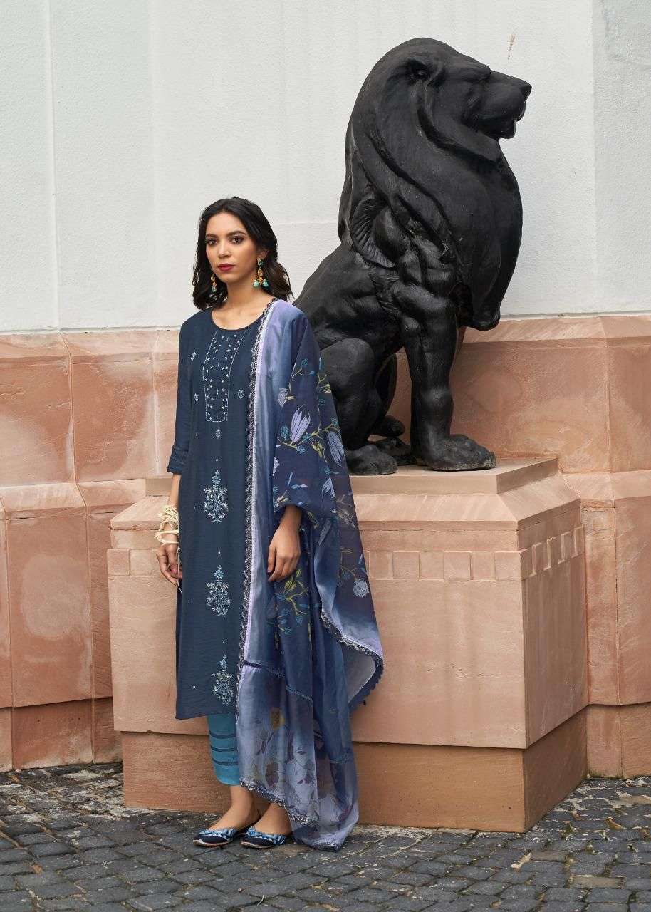 RUAAB BY KALKI 84001 TO 84006 SERIES BEAUTIFUL SUITS COLORFUL STYLISH FANCY CASUAL WEAR & ETHNIC WEAR PURE VISCOSE SILK EMBROIDERED DRESSES AT WHOLESALE PRICE