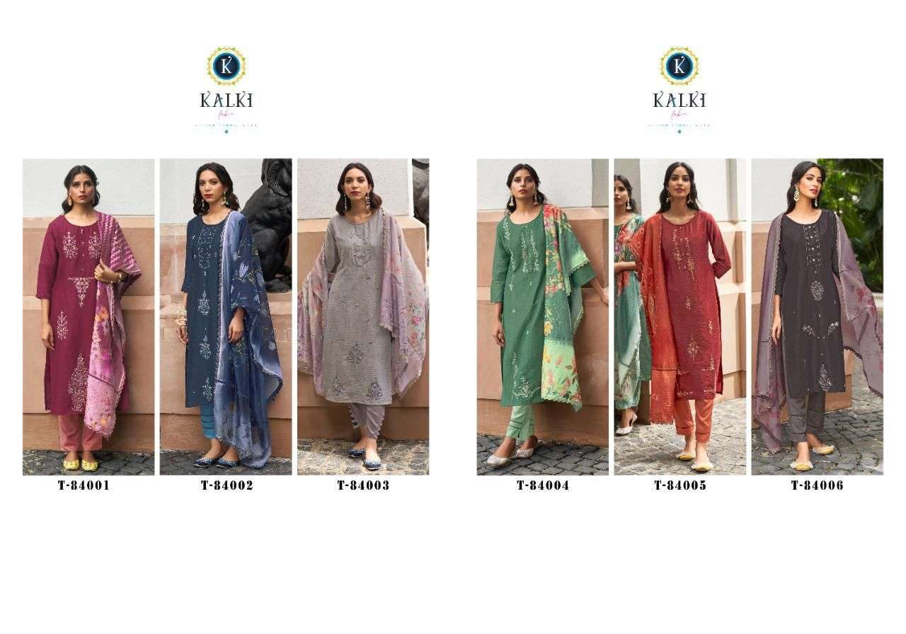 RUAAB BY KALKI 84001 TO 84006 SERIES BEAUTIFUL SUITS COLORFUL STYLISH FANCY CASUAL WEAR & ETHNIC WEAR PURE VISCOSE SILK EMBROIDERED DRESSES AT WHOLESALE PRICE