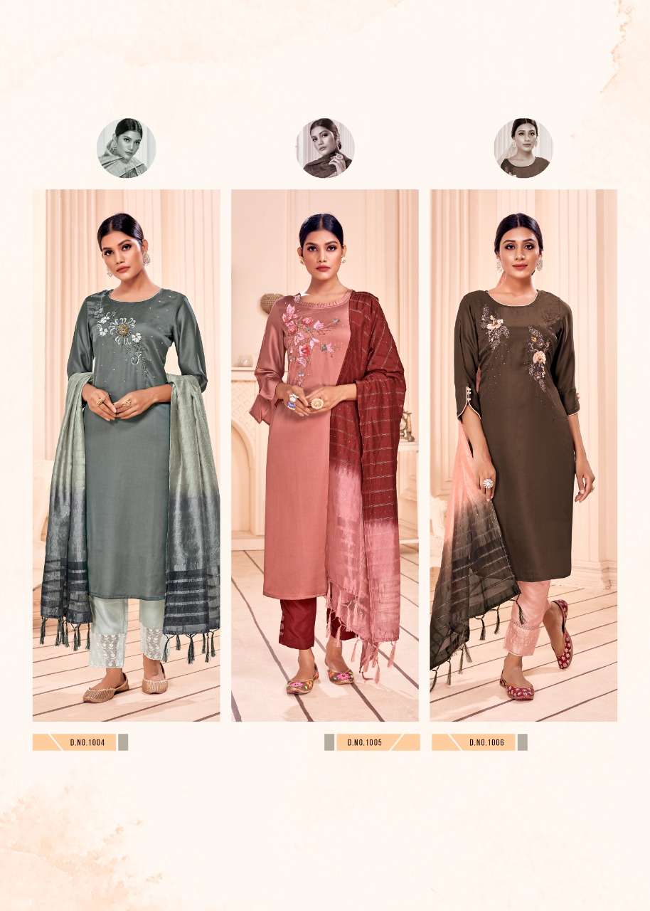CELEBRATIONS BY ALISHKA FASHION 1001 TO 1006 SERIES BEAUTIFUL SUITS COLORFUL STYLISH FANCY CASUAL WEAR & ETHNIC WEAR SILK DRESSES AT WHOLESALE PRICE