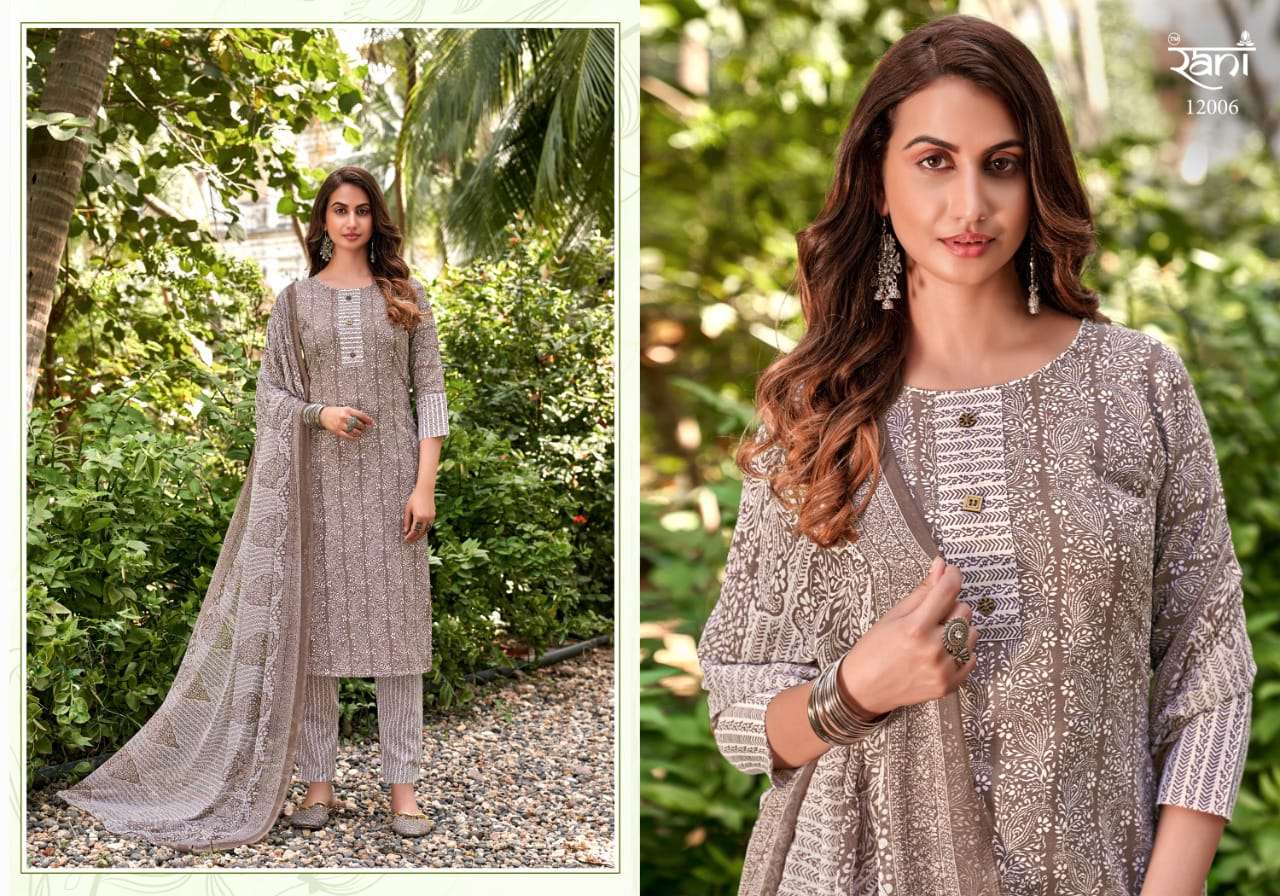 AAROHI BY RANI FASHION 12001 TO 12012 SERIES BEAUTIFUL STYLISH SHARARA SUITS FANCY COLORFUL CASUAL WEAR & ETHNIC WEAR & READY TO WEAR PURE COTTON PRINTED DRESSES AT WHOLESALE PRICE