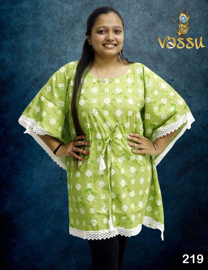 KAFTAN VOL-4 BY VASSU BEAUTIFUL STYLISH FANCY COLORFUL CASUAL WEAR & ETHNIC WEAR COTTON TOPS AT WHOLESALE PRICE