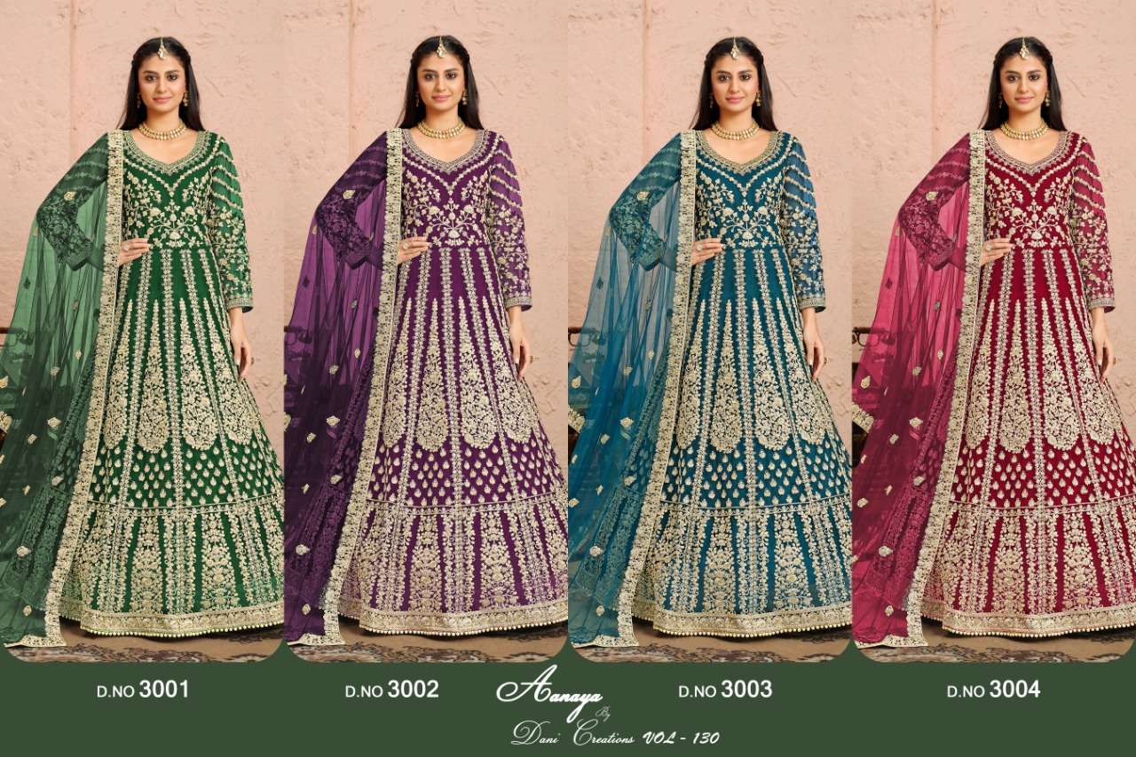 Aanaya Vol-130 By Twisha 3001 To 3004 Series Beautiful Anarkali Suits Colorful Stylish Fancy Casual Wear & Ethnic Wear Heavy Georgette Dresses At Wholesale Price