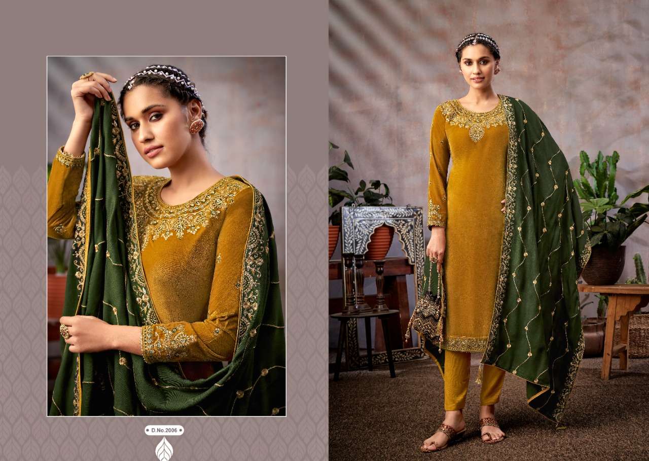 REHNUMA VOL-2 BY ZSM 2001 TO 2006 SERIES BEAUTIFUL STYLISH SUITS FANCY COLORFUL CASUAL WEAR & ETHNIC WEAR & READY TO WEAR PURE VELVET DRESSES AT WHOLESALE PRICE