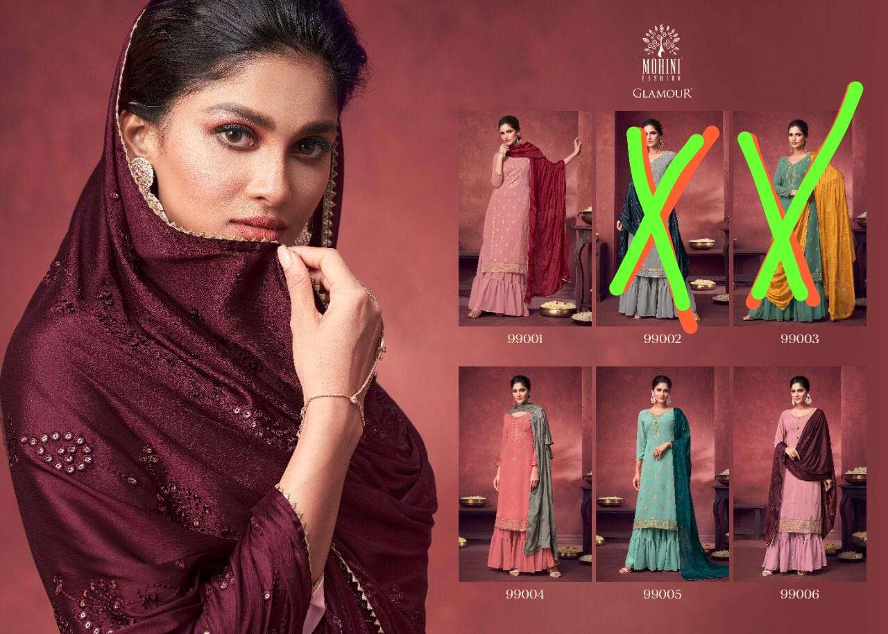 GLAMOUR VOL-99 NX BY MOHINI FASHION DESIGNER FESTIVE SHARARA SUITS COLLECTION BEAUTIFUL STYLISH FANCY COLORFUL PARTY WEAR & OCCASIONAL WEAR GEORGETTE EMBROIDERED DRESSES AT WHOLESALE PRICE