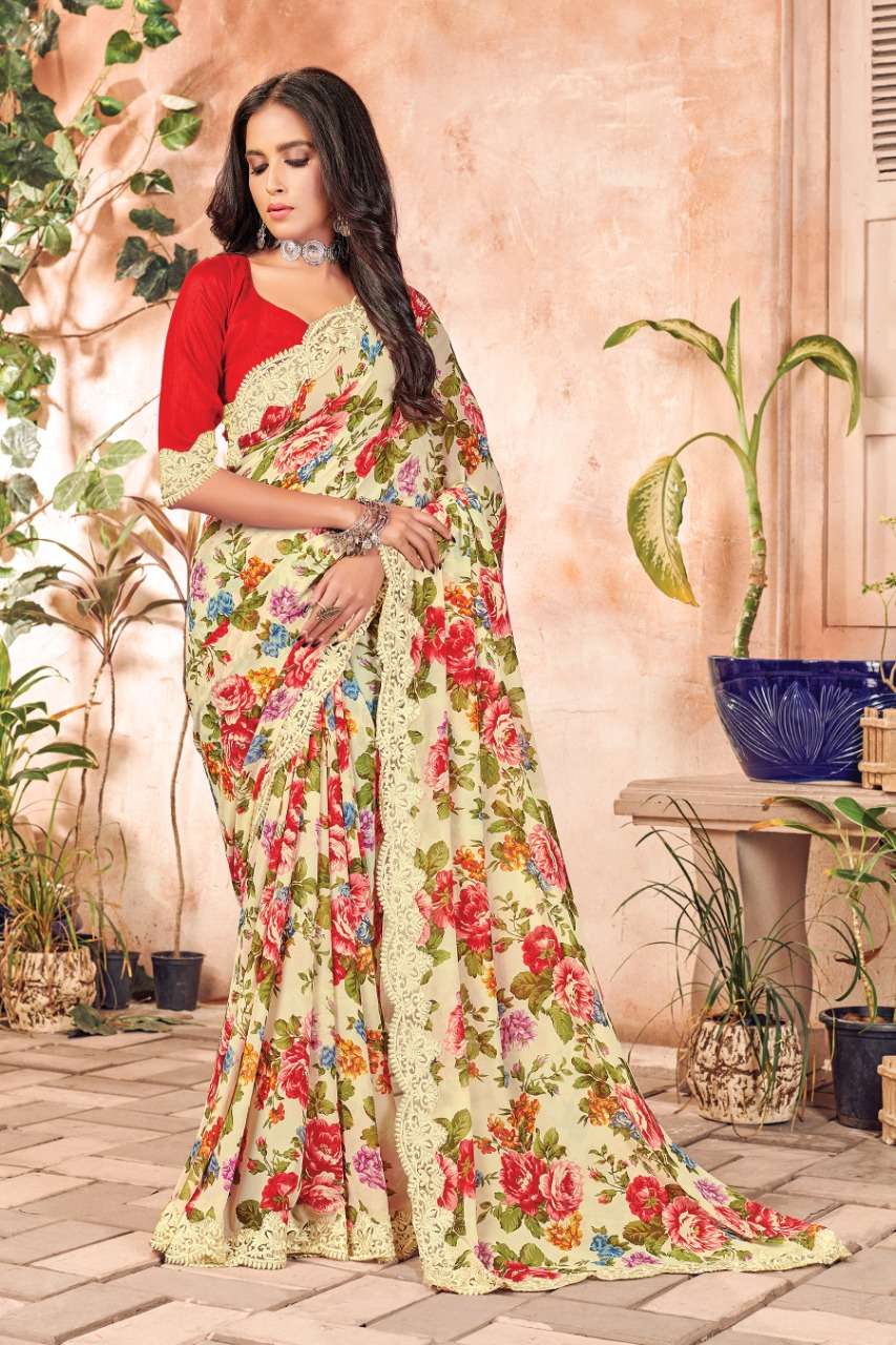 Nirvana By Sangam Prints 1225 To 1230 Series Indian Traditional Wear Collection Beautiful Stylish Fancy Colorful Party Wear & Occasional Wear Georgette Sarees At Wholesale Price