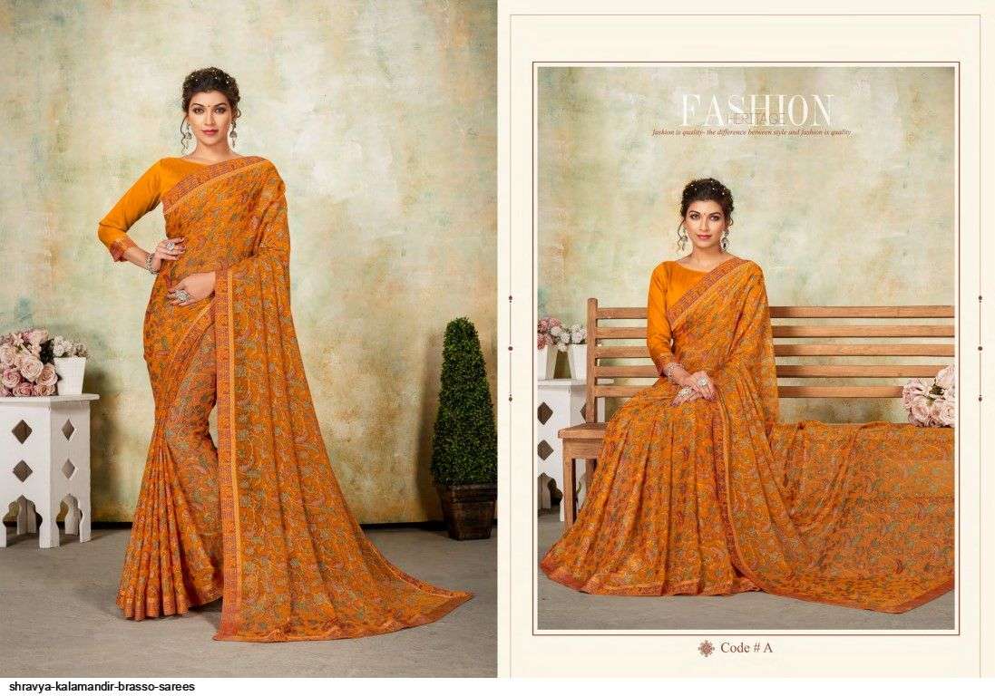 KALAMANDIR BY SHRAVYA FASHION A TO H SERIES INDIAN TRADITIONAL WEAR COLLECTION BEAUTIFUL STYLISH FANCY COLORFUL PARTY WEAR & OCCASIONAL WEAR BRASSO SAREES AT WHOLESALE PRICE