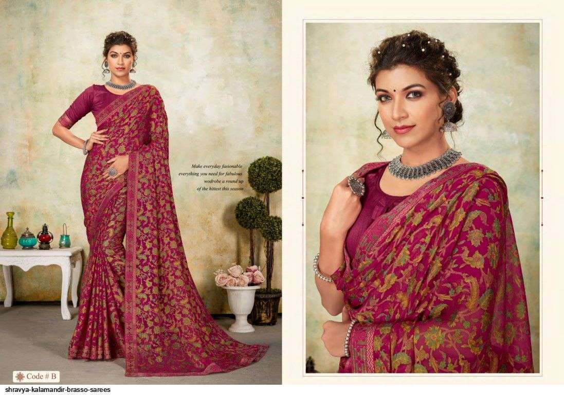 KALAMANDIR BY SHRAVYA FASHION A TO H SERIES INDIAN TRADITIONAL WEAR COLLECTION BEAUTIFUL STYLISH FANCY COLORFUL PARTY WEAR & OCCASIONAL WEAR BRASSO SAREES AT WHOLESALE PRICE