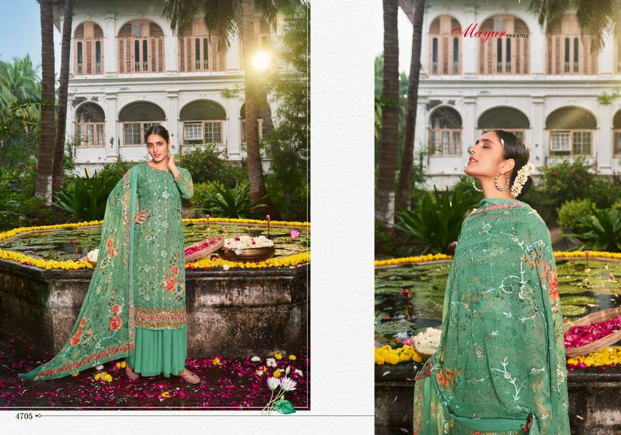 Vrindavan By Mayur Fabrics 4701 To 4708 Series Beautiful Stylish Sharara Suits Fancy Colorful Casual Wear & Ethnic Wear & Ready To Wear Georgette Digital Printed Dresses At Wholesale Price