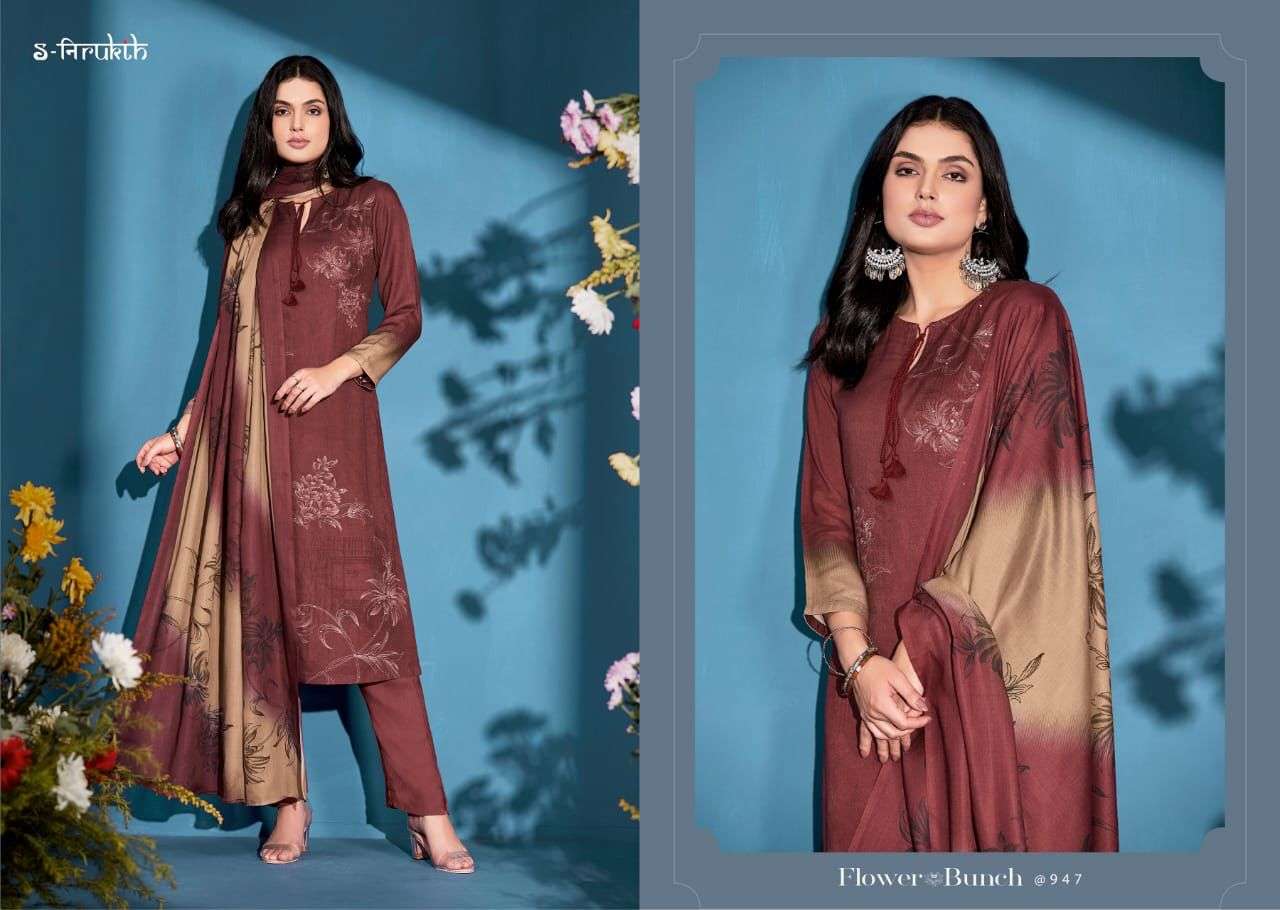 FLOWR BUNCH BY S-NIRUKTH BEAUTIFUL STYLISH SUITS FANCY COLORFUL CASUAL WEAR & ETHNIC WEAR & READY TO WEAR PASHMINA TWILL PRINTED DRESSES AT WHOLESALE PRICE