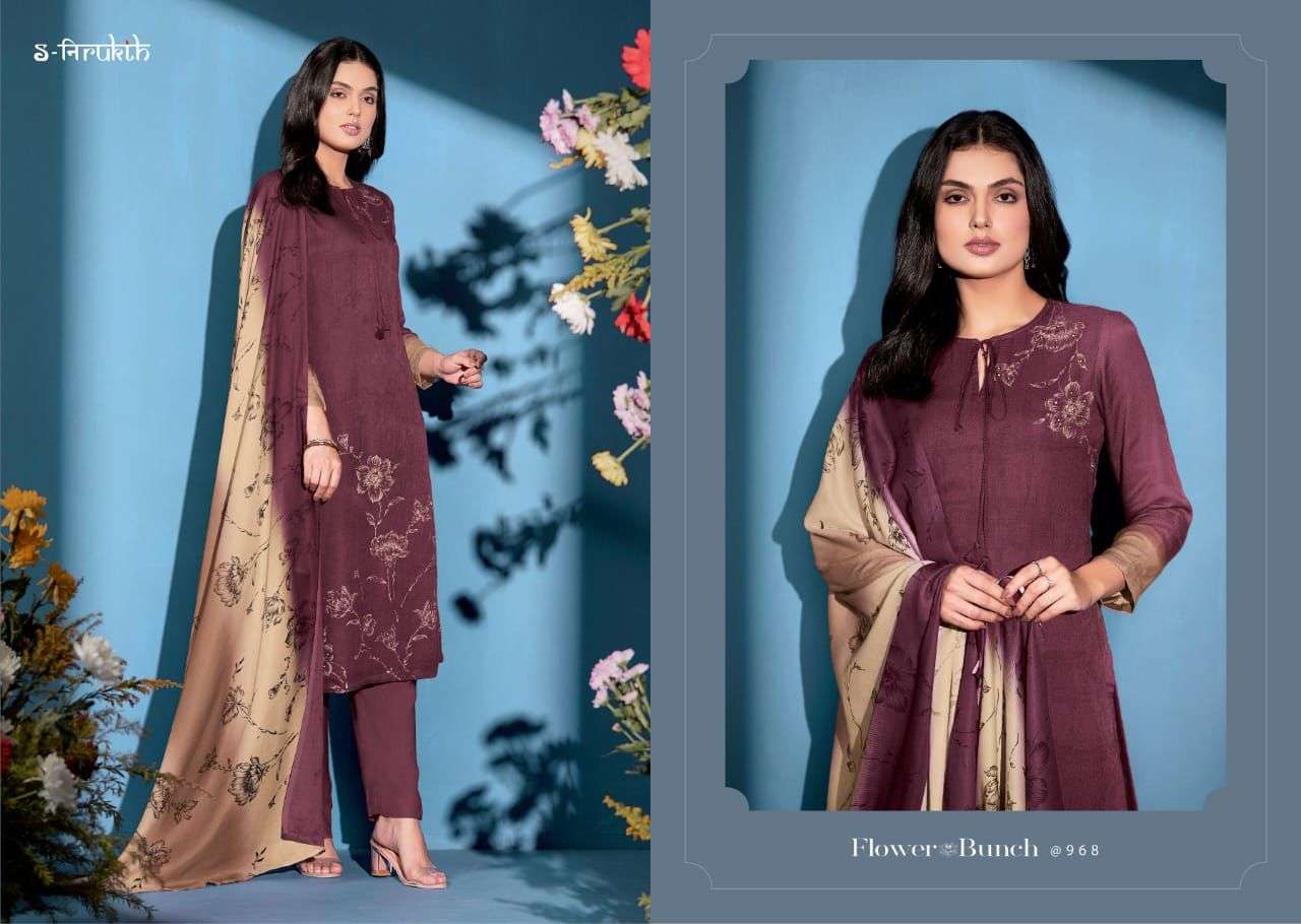 FLOWR BUNCH BY S-NIRUKTH BEAUTIFUL STYLISH SUITS FANCY COLORFUL CASUAL WEAR & ETHNIC WEAR & READY TO WEAR PASHMINA TWILL PRINTED DRESSES AT WHOLESALE PRICE